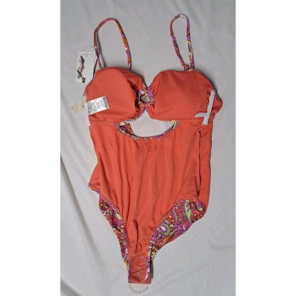 Jessica Simpson Flower Child O-Ring Cutout One-Piece Swimsuit Women's Swimsuit - Picture 12 of 14